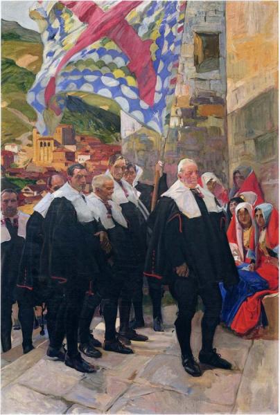 Navarre, The Town Council Of Roncal by Joaquín Sorolla