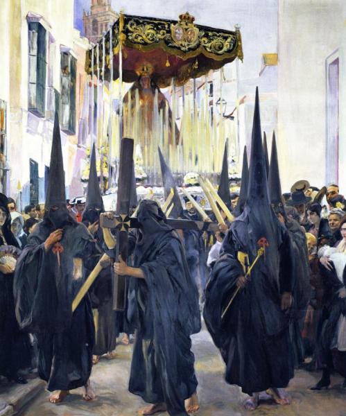 Penitents, Holy Week, Seville by Joaquín Sorolla