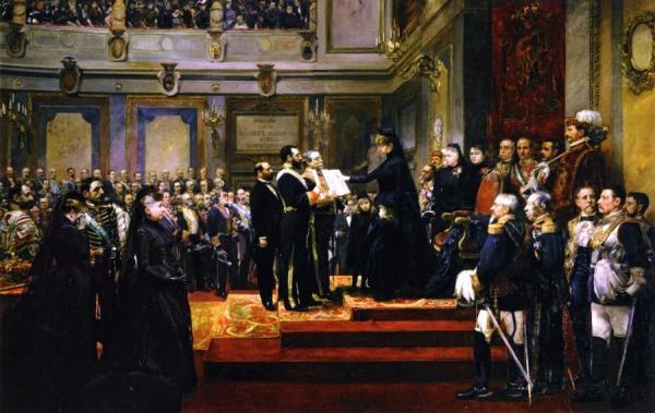 Pledge To The Constitution Of 1876 By The Regent Maria Cristina Of Hapsburg by Joaquín Sorolla