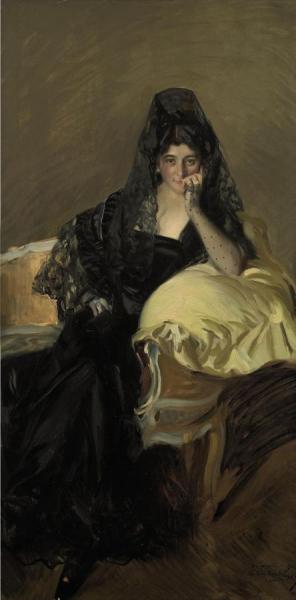 Retrato De Señora De Urcola Llevaba Una Mantilla De Negro by Joaquín Sorolla