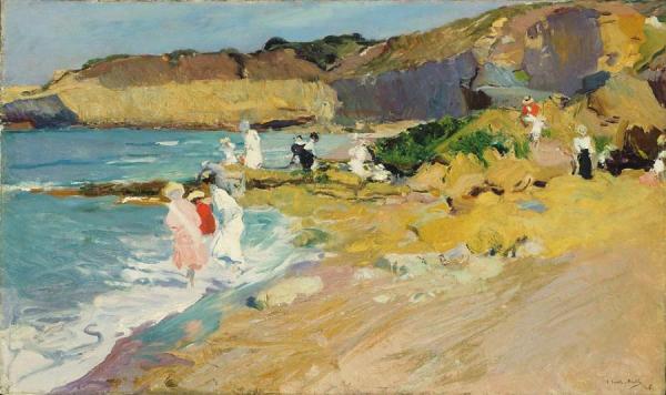Rocks And The Lighthouse, Biarritz by Joaquín Sorolla