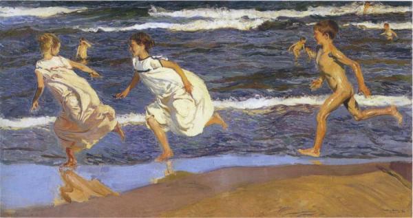 Running Along The Beach by Joaquín Sorolla
