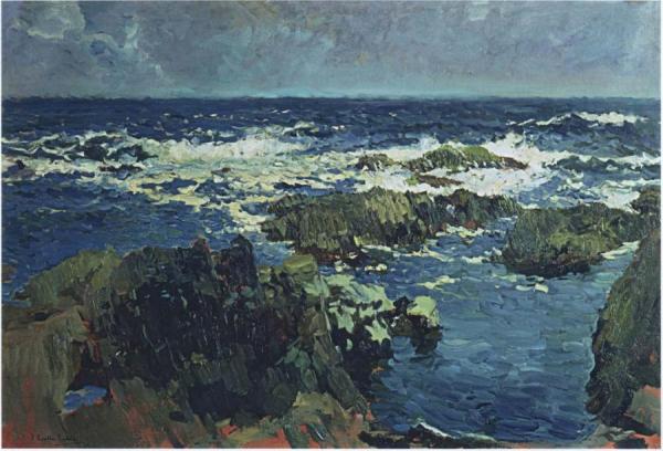 Sea And Rocks In San Esteban, Asturias by Joaquín Sorolla