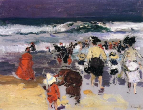 The Beach At Biarritz (sketch) by Joaquín Sorolla