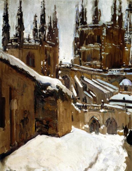 The Cathedral Of Burgos Under The Snow by Joaquín Sorolla