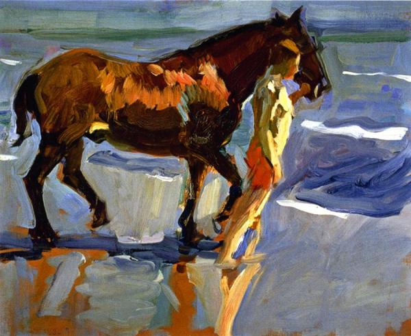 The Horse Bath (study) by Joaquín Sorolla