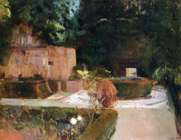 The Los Adarves Gardens, The Alhambra, Granada by Joaquín Sorolla