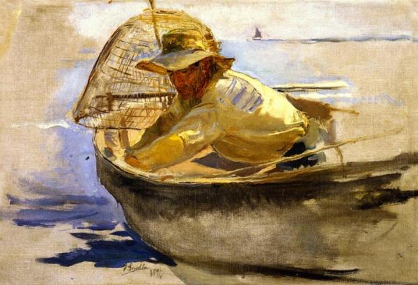 The Return From Fishing (study) by Joaquín Sorolla