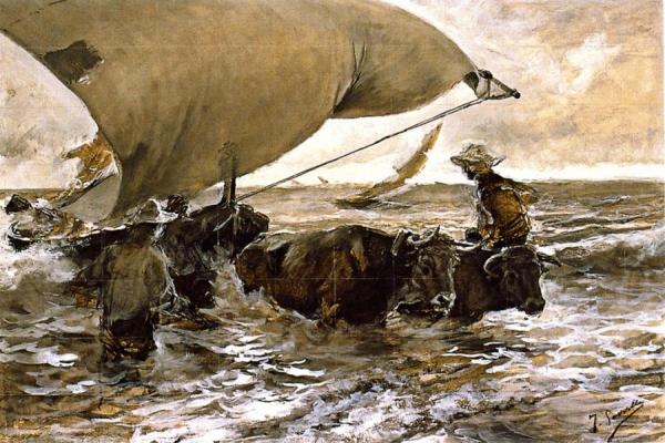 The Return From Fishing (study) by Joaquín Sorolla
