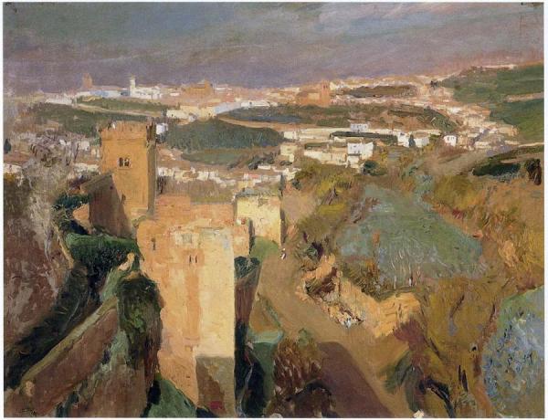 Tower Of Seven, Pont Alhambra, Granada by Joaquín Sorolla