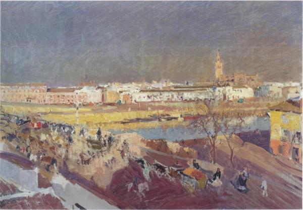 Triana Bridge, Seville by Joaquín Sorolla
