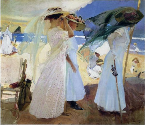 Under The Awning, Zarauz by Joaquín Sorolla