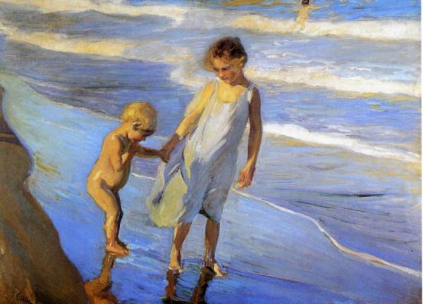 Valencia, Two Little Girls On A Beach by Joaquín Sorolla