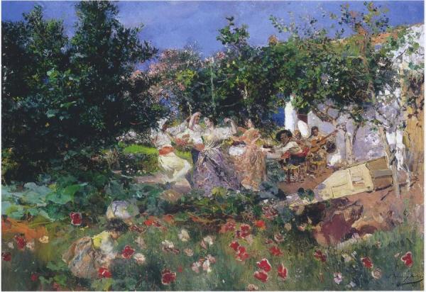 Valencian Fiesta In An Orange Jgrove by Joaquín Sorolla