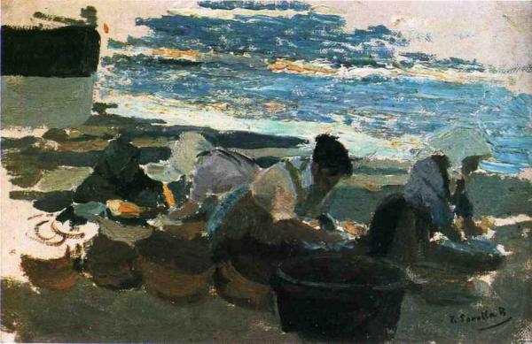 Washerwomen (sketch) by Joaquín Sorolla