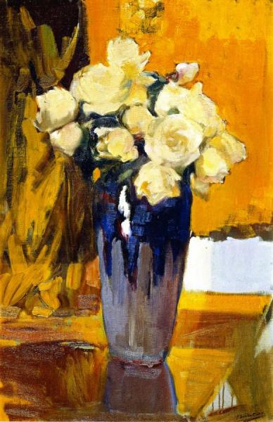White Roses From The Garden Of My House by Joaquín Sorolla