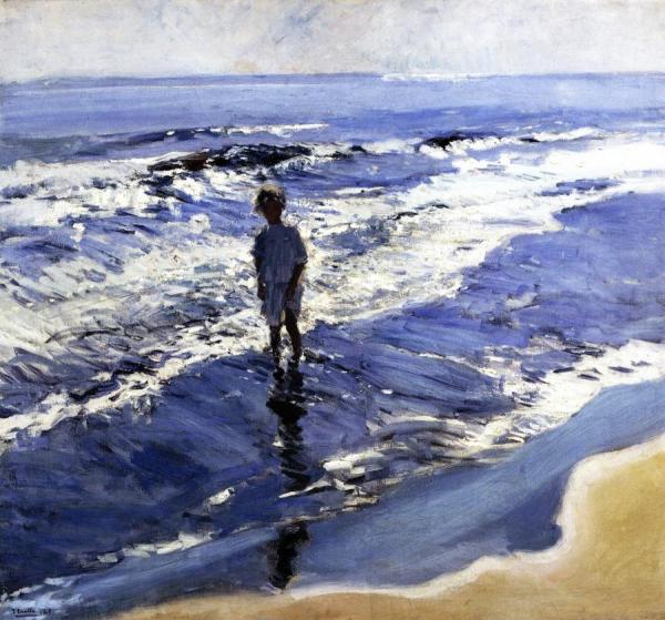 Young Girl In A Silvery Sea by Joaquín Sorolla