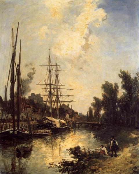 Boats Dockside by Johan Berthold Jongkind