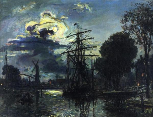 Canal In The Moonlight by Johan Berthold Jongkind