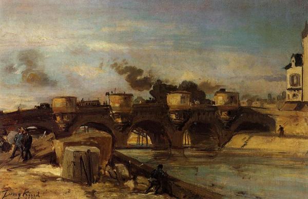 Fire On Pont Neuf by Johan Berthold Jongkind