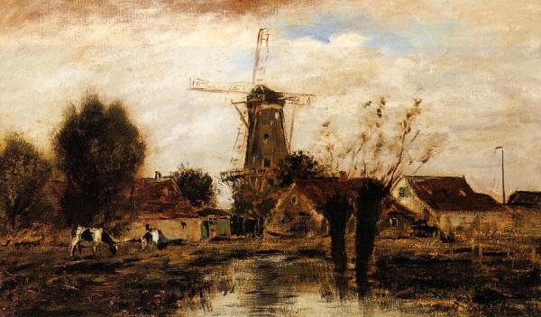 Landscape With Windmill by Johan Berthold Jongkind
