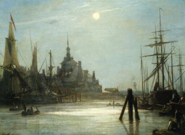 Le Hoofdpoort A Rotterdam, Effet De Lune by Johan Berthold Jongkind