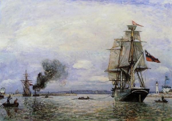 Leaving The Port Of Honfleur by Johan Berthold Jongkind