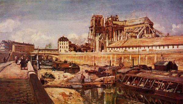 Notre-dame De Paris, Seen From The Pont De L'archeveche by Johan Berthold Jongkind