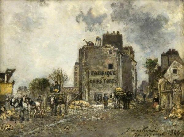 Paris, Demolition Of The Rue Des Francs-bourgeois by Johan Berthold Jongkind