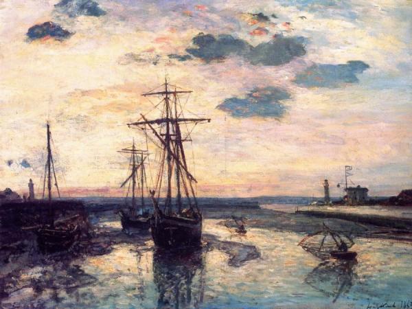 Port Of Honfleur At Evening by Johan Berthold Jongkind
