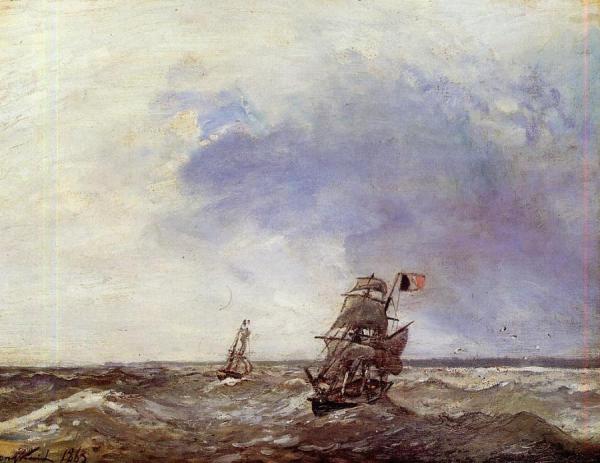Ships At Sea by Johan Berthold Jongkind Oil Painting Reproductions