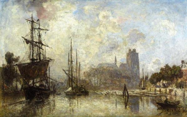 The Port Of Dordrecht by Johan Berthold Jongkind
