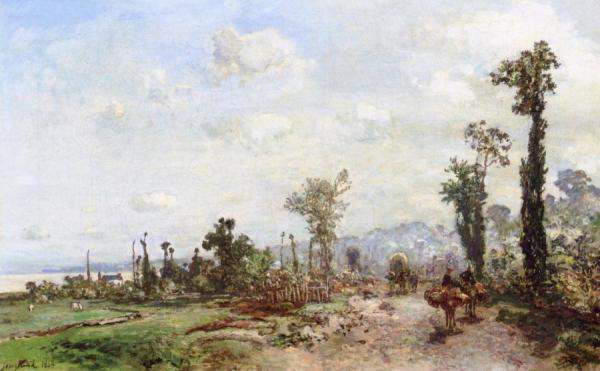 The Road To Saint Clair, Near Honfleur, Morning Effect by Johan Berthold Jongkind