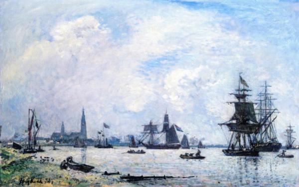 The Scheldt Near Antwerp, Morning Effect by Johan Berthold Jongkind