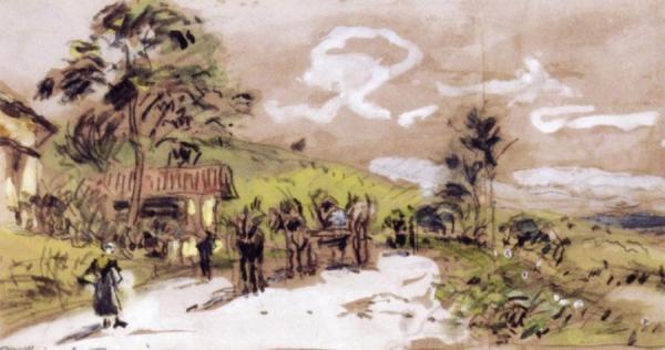 Village Road by Johan Berthold Jongkind