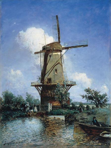 Windmill Near Delft by Johan Berthold Jongkind