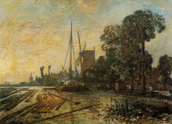 Windmill Near The Water by Johan Berthold Jongkind