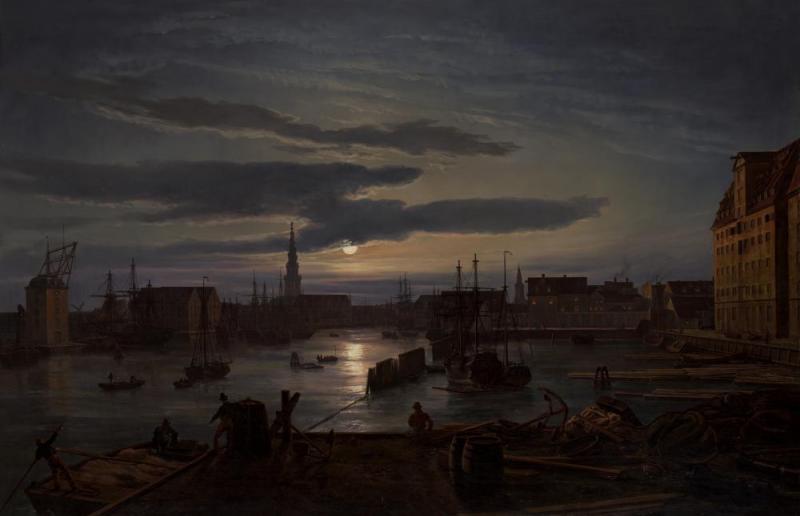 Copenhagen Harbor By Moonlight, 1846 by Johan Christian Dahl