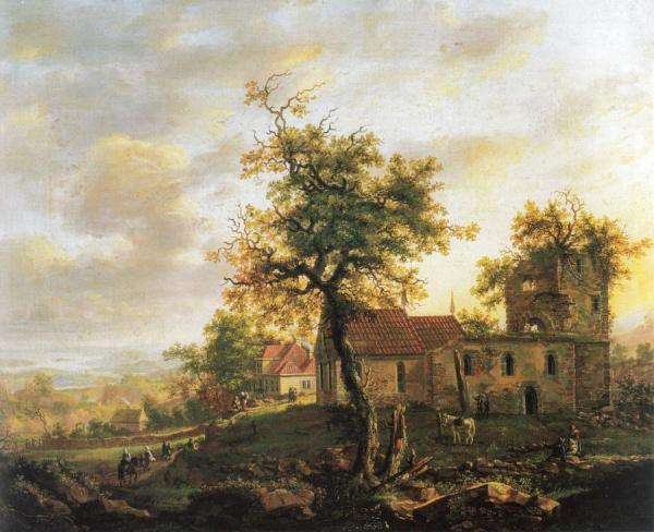Avaldsnes Church by Johan Christian Dahl