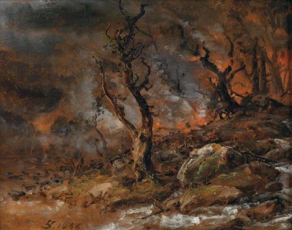 Forest Fire Glows by Johan Christian Dahl