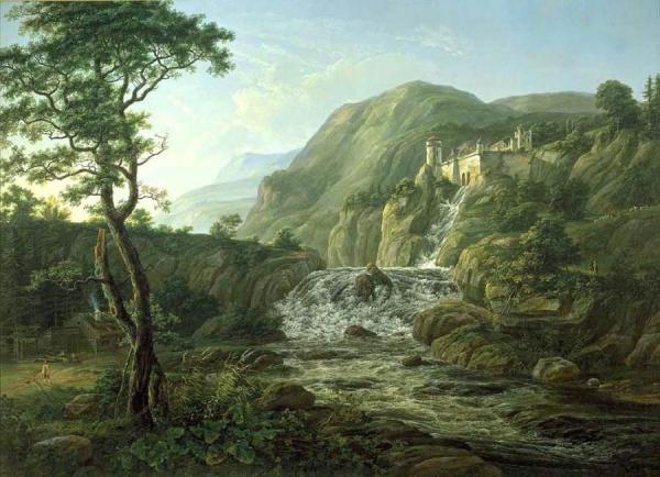 Mountain Landscape With A Castle by Johan Christian Dahl