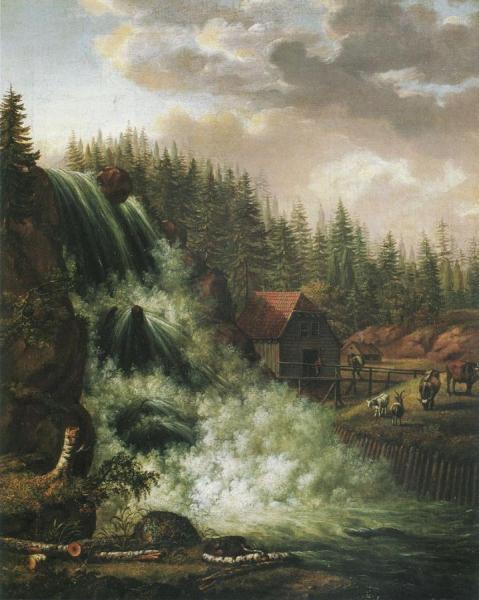 Norwegian Landscape, Rogna Waterfall by Johan Christian Dahl
