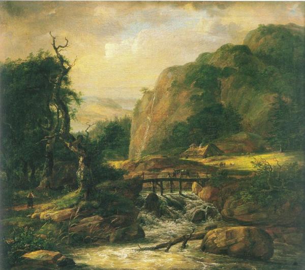 Norwegian Landscape With Bridge by Johan Christian Dahl