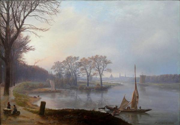 Prospect Of Dresden Seen From Pieschen, March Haze by Johan Christian Dahl