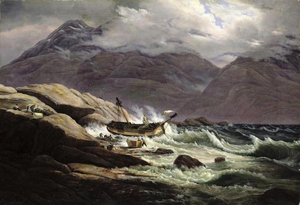Shipwreck On The Norwegian Coast by Johan Christian Dahl Oil Painting Reproductions