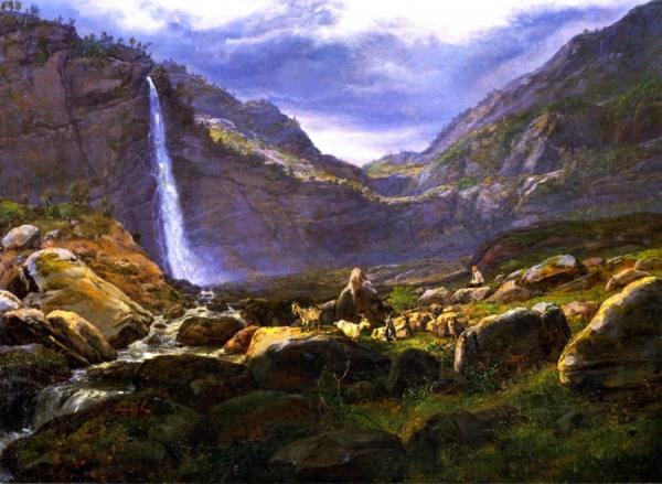View Of The Feigumfoss In Lysterfjord by Johan Christian Dahl