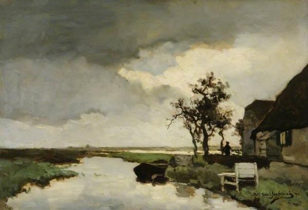 A Dutch Canal by Johan Hendrik Weissenbruch