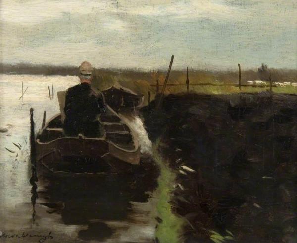 An Artist Sketching From A Boat by Johan Hendrik Weissenbruch