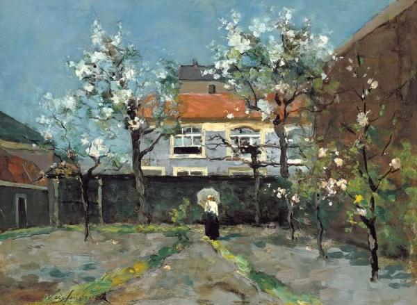 Back-garden At The Kazernestraat, The Hague by Johan Hendrik Weissenbruch