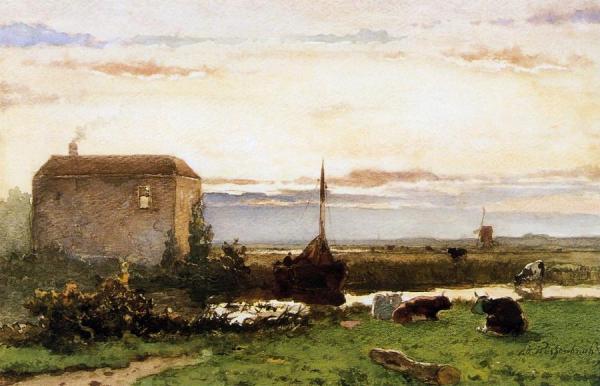 Canal At Rijswijk by Johan Hendrik Weissenbruch